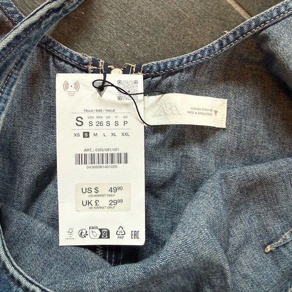 Zara Denim Blue dress NWT Size S - Picture 3 of 5